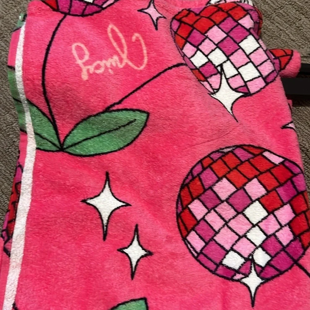 Juicy Couture Pink and Green Floral Towel